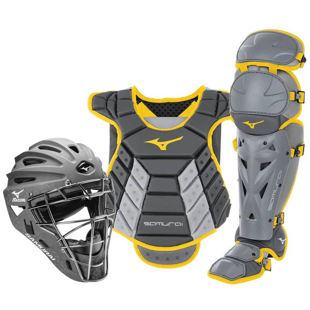 Mizuno Samurai Boxed (13-14") - Bayan Catchers Gear - Gri/Sarı Türkiye (MWBQJU-816)